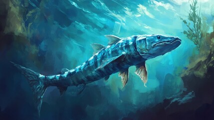 Sturgeon in Lake - Freshwater Fish Swimming in Natural Habitat