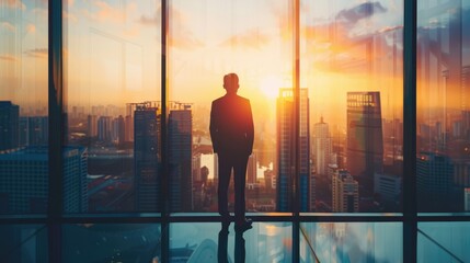 Fototapeta premium Professional businessman in office. Man is working in modern business company. Working day of an office worker. Concept of business, consulting, and technology. AI generated.