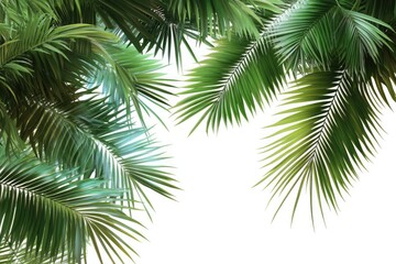Palm tree leaves on white background.