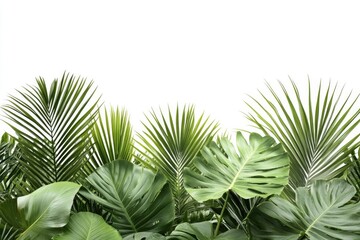Fototapeta premium mix green leaves of palm tree on white background