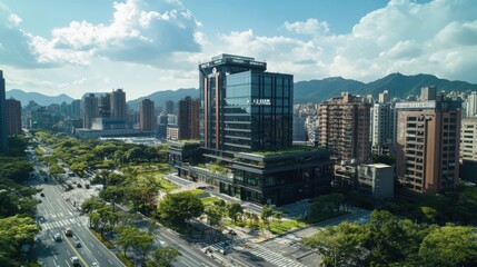 Fototapeta premium A high-tech business center in Taipei with a focus on technology