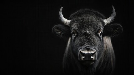Naklejka premium Close-up of a bison's eyes, showing deep wisdom and strength, Bison eyes close-up, Expressive and soulful