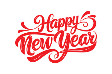 Happy New Year Calligraphy Typography Vector Illustration Design
