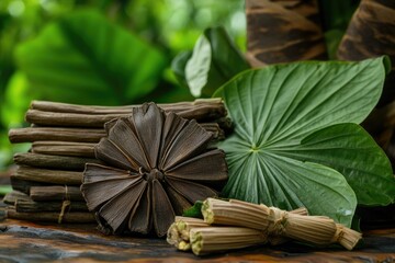 Asian tradition of chewing betel leaves with palm for centuries