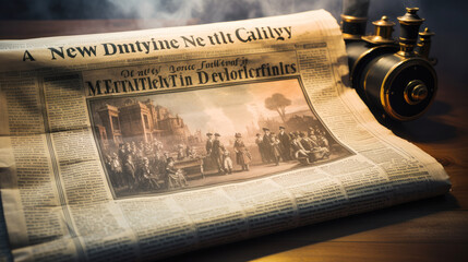 generated illustration of newspaper on the table