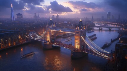 Fototapeta premium A photorealistic image of the Tower Bridge over the River Thames,