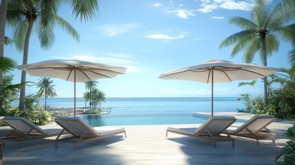 Fototapeta premium Coastal Retreat with Inviting Atmosphere and Scenic View