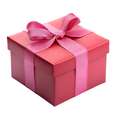 Obraz premium Pink Gift Box with Pink Ribbon and Bow on Transparent Background