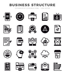 Set of 25 Business Structure Lineal Filled Icons Pack.