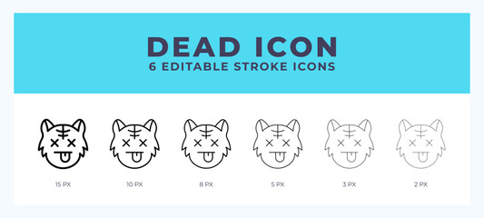 Dead cat icon. Editable stroke line icon vector illustration.