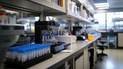 A research lab where scientists use AI and machine learning to develop new vaccines