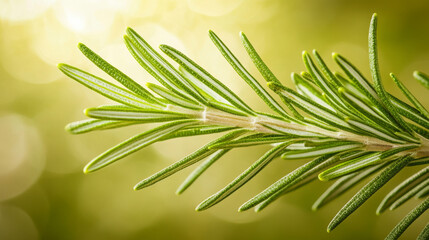 Close-up of Fresh Green Rosemary Herb