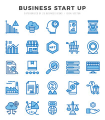 Business Start Up Icons Pack. Two Color icons set. Two Color icon collection set.