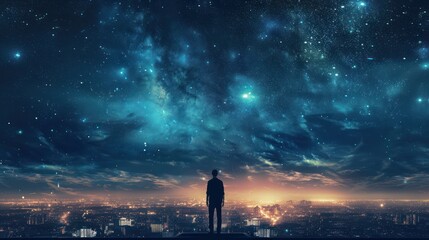 A Man Gazing at the Starry Night