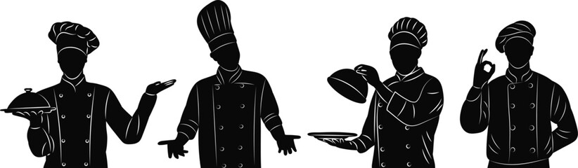 chef portrait black silhouette vector