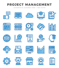 Project Management Icons Pack Two Color Style. Vector illustration.