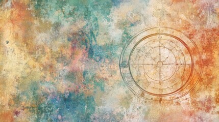 Fototapeta premium An elegant zodiac chart glowing on an abstract background of soft nebulae and cosmic colors.