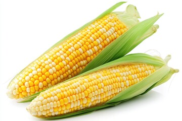 Fresh yellow corn isolated on white background.