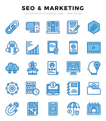 SEO & Marketing Icon Pack 25 Vector Symbols for Web Design.