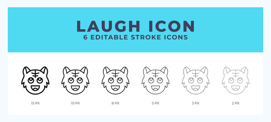 Laugh cat stroke icon for web. Mobile apps and ui.