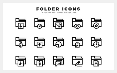 15 Files and Folders Lineal icon pack. vector illustration.