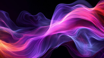 Fototapeta premium Abstract Flowing Neon Wave on Purple Background