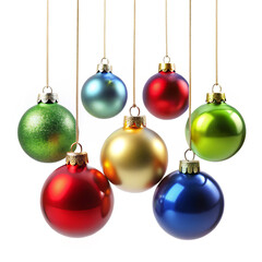 christmas tree decorations. christmas, decoration, ball, holiday, ornament, celebration, hanging, xmas, gold, winter, sphere, bauble, baubles, december, isolated, ornaments, red, season, blue, new, gl