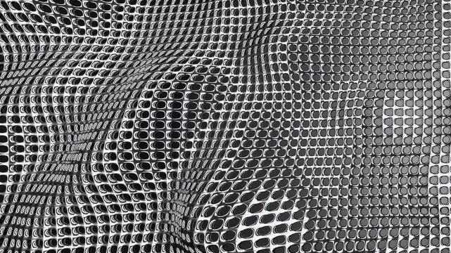  metal mesh animation, black and white background looping animation wire design,