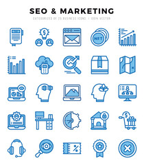 SEO & Marketing Two Color icons. Vector Two Color illustration.