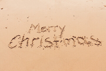 inscription mary christmas on the seashore