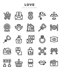 Love icons Pack. Lineal icons set. Love collection set.