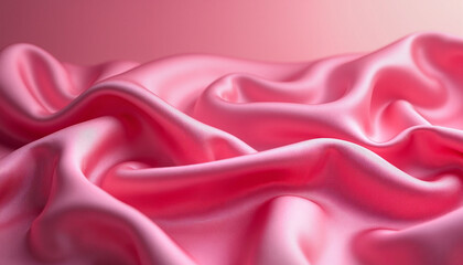 Obraz premium Shiny pink silk fabric with smooth draping and soft folds for elegant background concept 