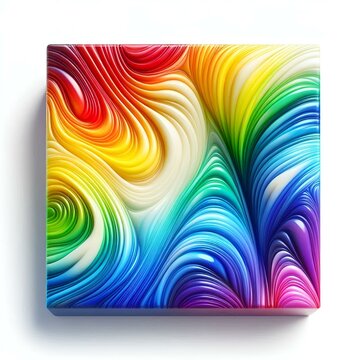 rainbow square with flowing paint