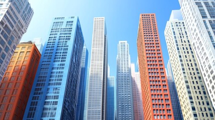 Fototapeta premium Vibrant City Skyline with Modern Buildings