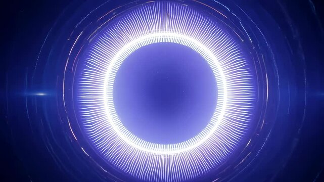 Glowing pulsating concentric circles of light expanding from a central point, with the edges glowing faintly as they grow outward. Abstract pattern, texture.