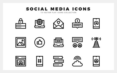 15 Social Media Lineal icon pack. vector illustration.
