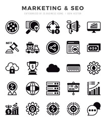 Marketing & SEO icons set. Vector illustration.