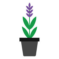 Elegant minimalist potted lavender plant icon, perfect for eco-friendly and wellness designs. Ideal for creating soothing and modern floral artwork for home decor and branding.
