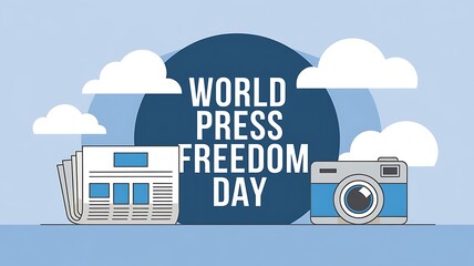World Press Freedom Day Illustrated with a Newspaper and Camera