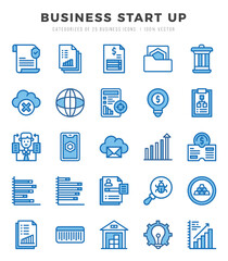 Set of Business Start Up Icons Two Color icons collection.