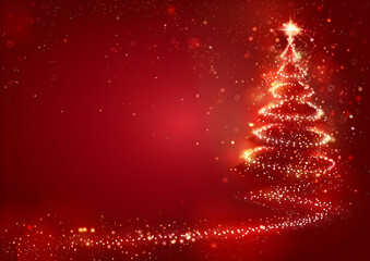 red background Christmas tree