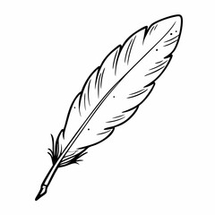 Fototapeta premium Vintage Quill Pen Feather Drawing Classic Outline Illustration