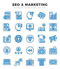 SEO & Marketing icons set. Vector illustration.