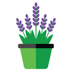 Elegant minimalist potted lavender plant icon, perfect for eco-friendly and wellness designs. Ideal for creating soothing and modern floral artwork for home decor and branding.