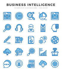 Set of 25 Business Intelligence Two Color Icons Pack.