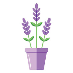 Elegant minimalist potted lavender plant icon, perfect for eco-friendly and wellness designs. Ideal for creating soothing and modern floral artwork for home decor and branding.