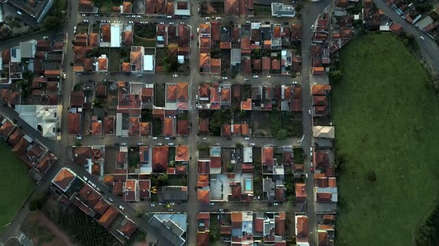 top view looking down - many countryside houses in the city of Bueno Brandao, countryside of MInas Gerais - Braizil - real state Brazil