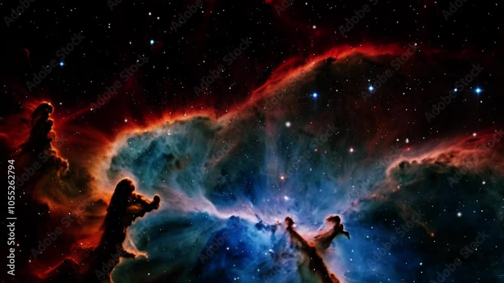 Poster nebula in open space, in outer space