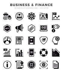Vector icons set of Business & Finance. Lineal Filled style Icons.