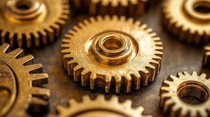 3D metallic gears interlocking in rotation symbolizing success teamwork concept in technology and efficiency